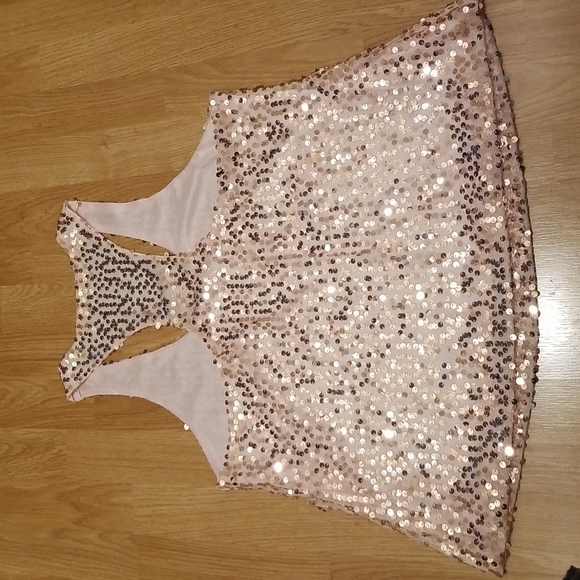🌸2 for $15🌸 Sparkly Peachy Pink Sequined Top Sz L - Picture 11 of 11